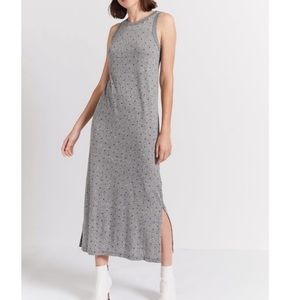 Current Elliot Heather gray heart Print Muscle Tee dress MIDI length with slits